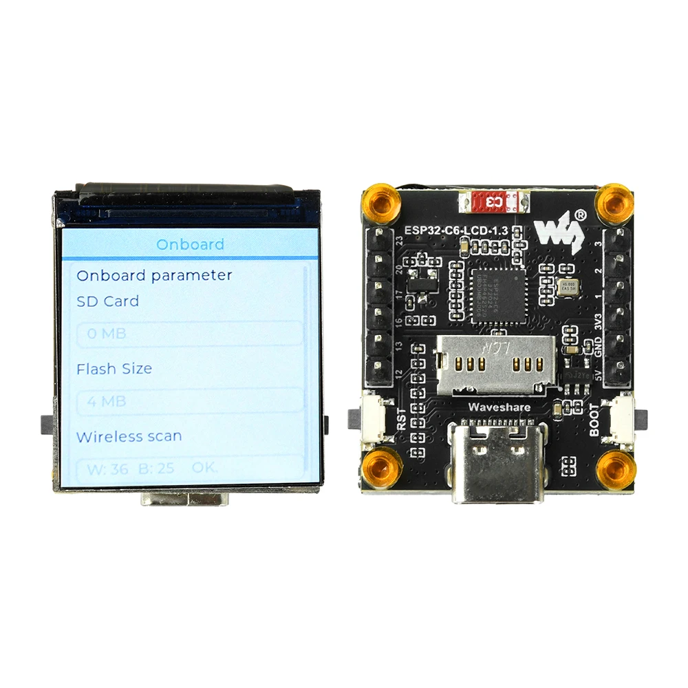 ESP32-C6 Wi-Fi and Bluetooth Development Board, 1.3-Inch LCD Digital Display Development Module, ST7789 Driver IC, Type-C Port
