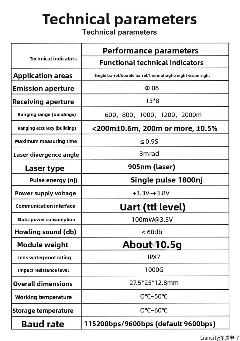 Compact Laser Distance Measuring Module 600-1200m|Fast Response ≤200ms for Aviation/Railway/Outdoor Sports Accuracy ± 0.6 Meters