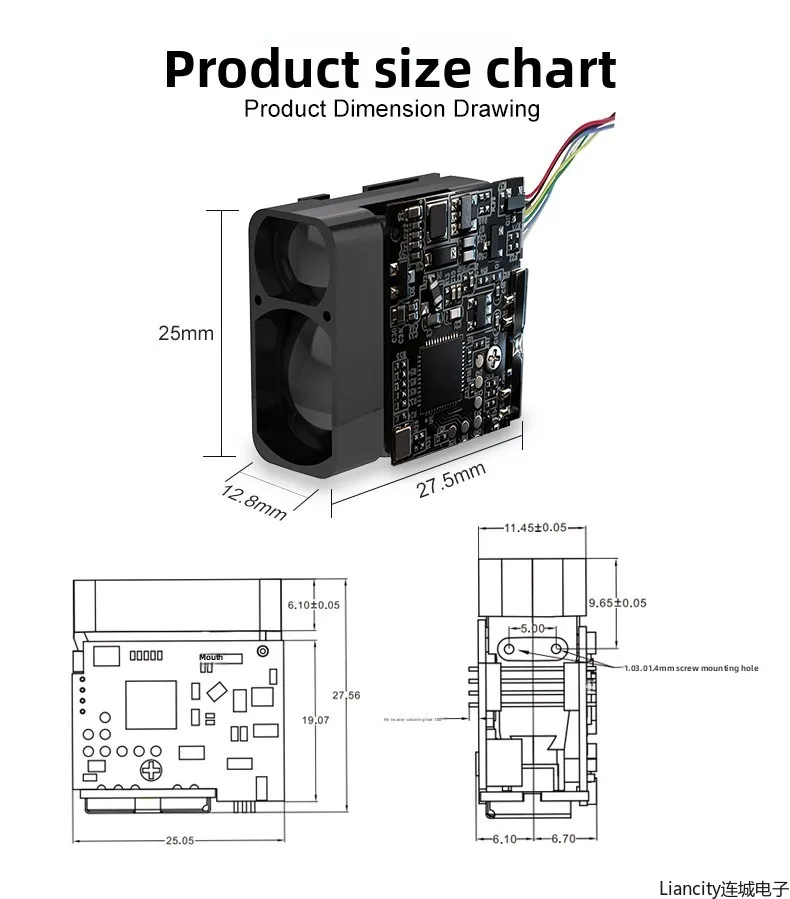 Compact Laser Distance Measuring Module 600-1200m|Fast Response ≤200ms for Aviation/Railway/Outdoor Sports Accuracy ± 0.6 Meters