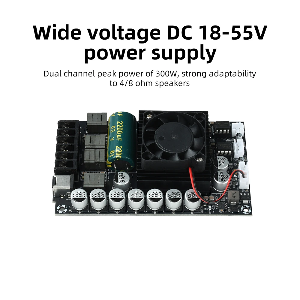 TPA3255 600W High-Power Amplifier Board HIFI Digital Display Stereo Amplifier Module No Bluetooth DC 18-55V