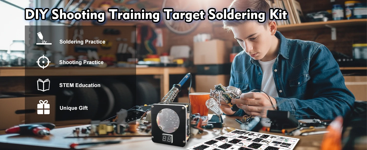DIY Dry Fire Laser Training Target Soldering Project Laser Shooting Game Machine Electronic Assembly Kit Fun STEM Kit for Adults