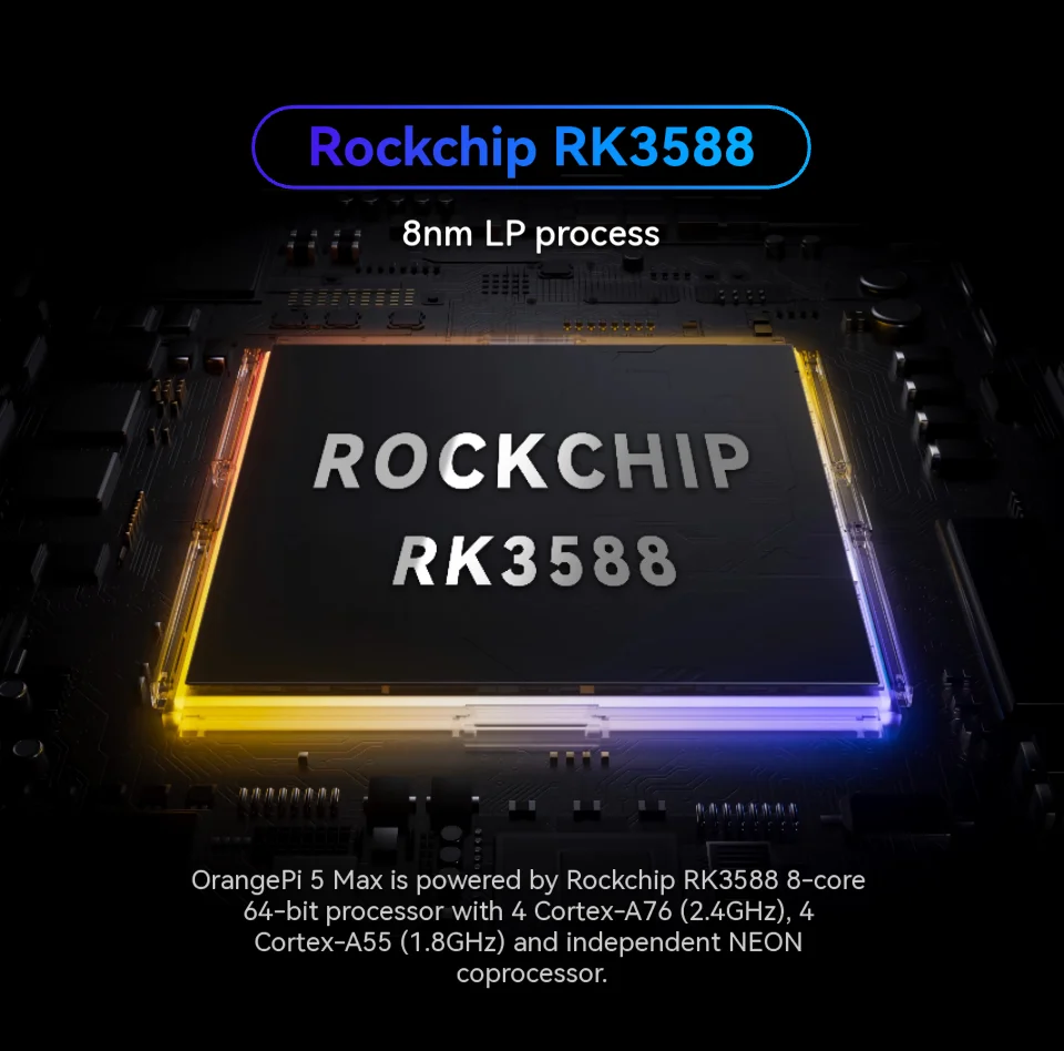 BoMaSOrange Pi 5 Max Single Board Computer 8GB RAM LPDDR5 RK3588 Chip M.2 PCIE 2.5G LAN WiFi+BT Orangepi 5 MAX Development Board