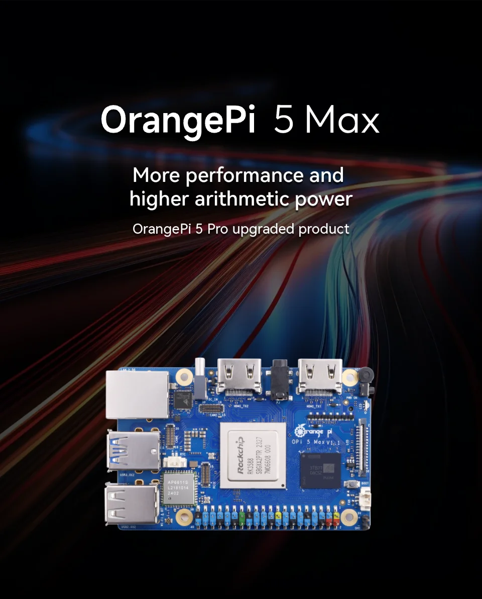 BoMaSOrange Pi 5 Max Single Board Computer 8GB RAM LPDDR5 RK3588 Chip M.2 PCIE 2.5G LAN WiFi+BT Orangepi 5 MAX Development Board