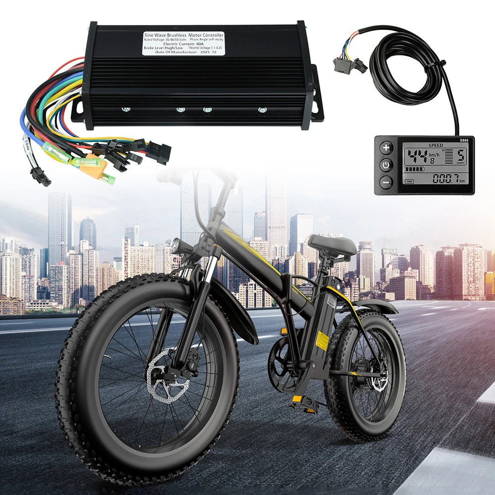 Brushless Motor Controller 36V-60V 40A Triple-Mode Sine Wave Waterproof for Electric Bicycle High Power 1000W-2000W Output