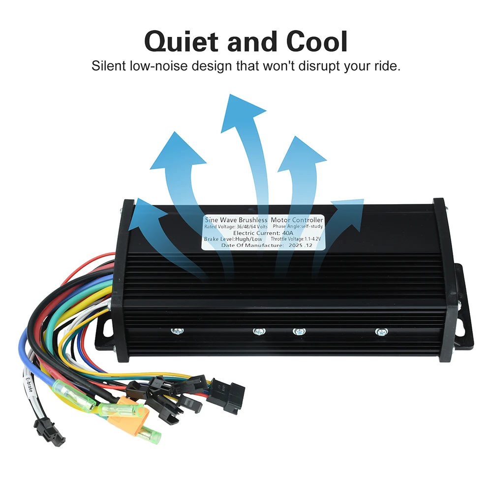 Brushless Motor Controller 36V-60V 40A Triple-Mode Sine Wave Waterproof for Electric Bicycle High Power 1000W-2000W Output