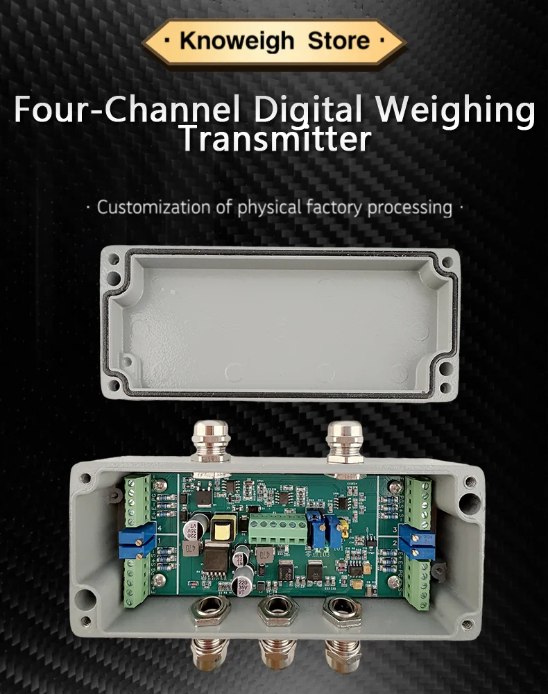 4-Channel Load Cell Amplifier Analog Weighing Transmitter 0-10V 4-20mA 4-in-1-out Sensor Signal Converter Aluminum Shell