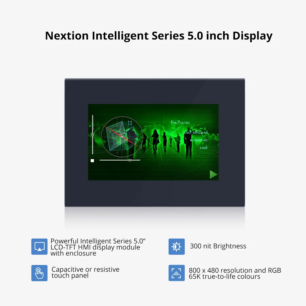 NEXTION 5.0 Inch LCD-TFT HMI Display Capacitive/Resistive Touch Panel Module RGB 65K Color Intelligent Series With Enclosure