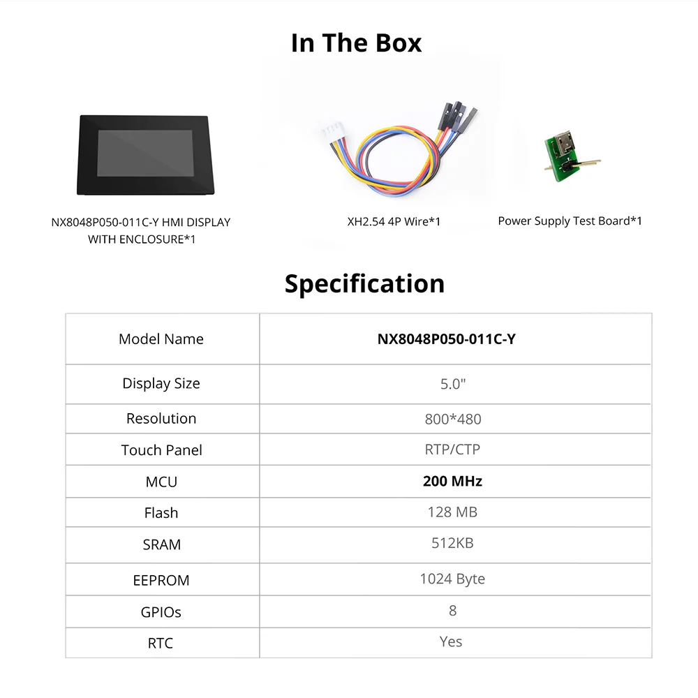 NEXTION NX8048P050-011C-Y 5.0 Inch LCD-TFT HMI Capacitive Touch Display Module Intelligent Series TTL Screen With Enclosure