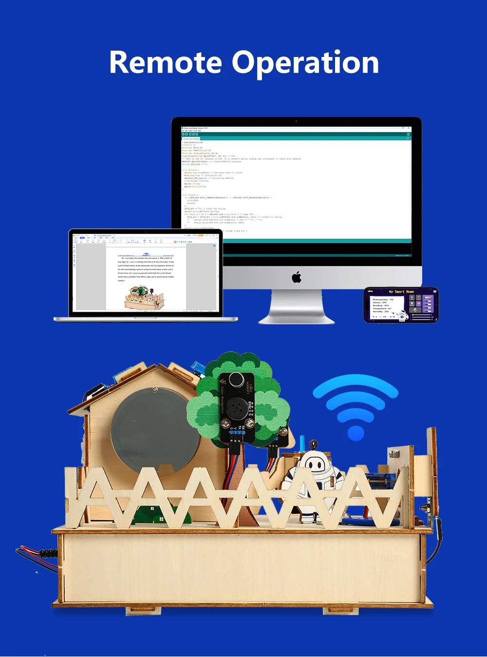 ACEBOTT Smart Home STEM STEAM Starter Kit Casa De Madera IoT Wifi Programación Bloqueada Para ESP32 Arduino