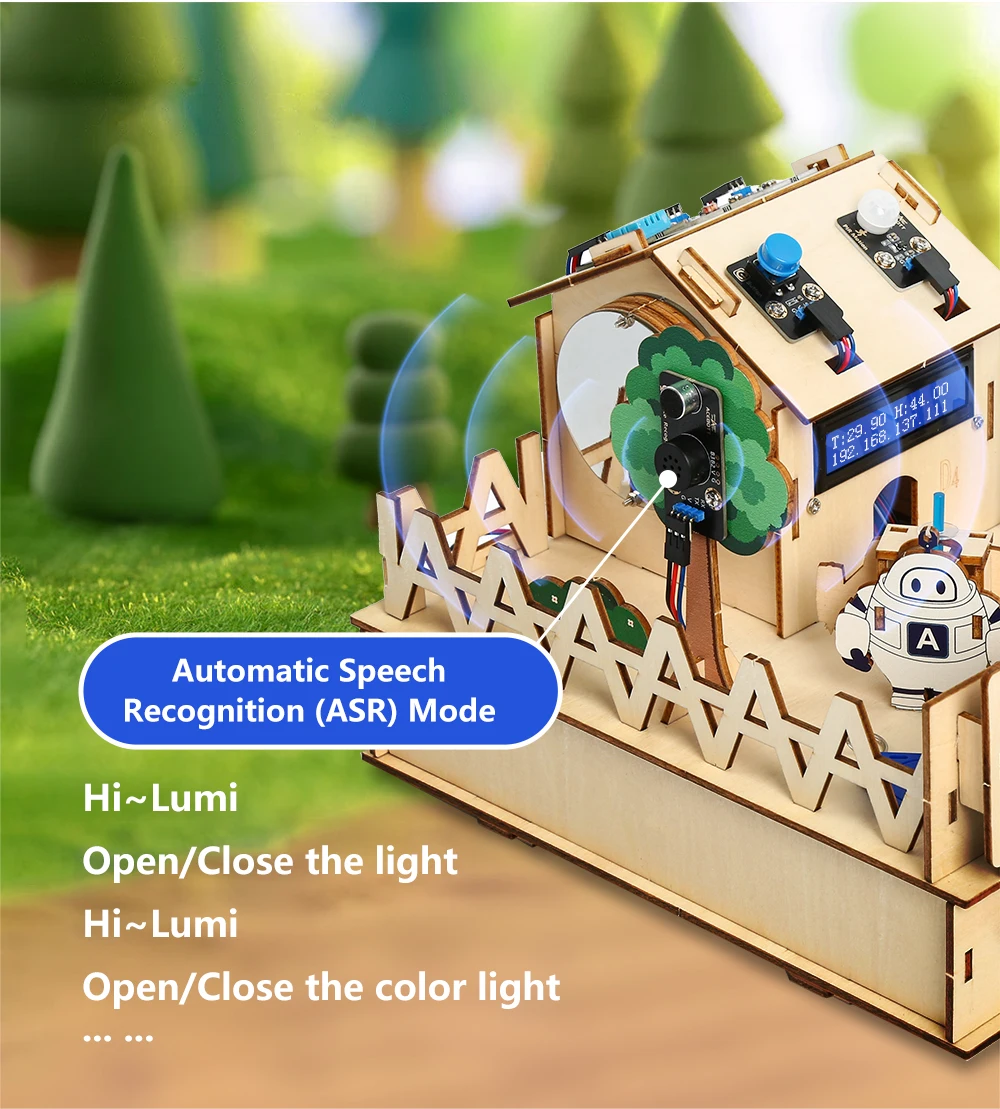 ACEBOTT Smart Home STEM STEAM Starter Kit Casa De Madera IoT Wifi Programación Bloqueada Para ESP32 Arduino