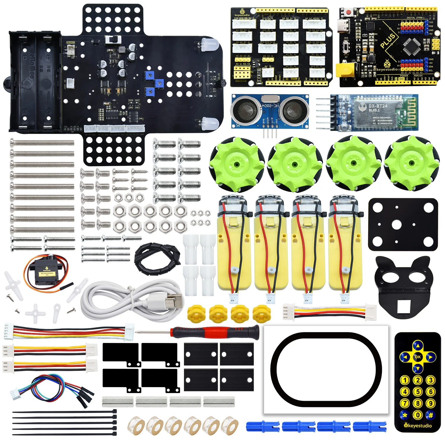 Keyestudio Mecanum 4WD Robot Car for Arduino Robot Car Kit Smart DIY Project for Adults STEM Programming Set Easy Assembly