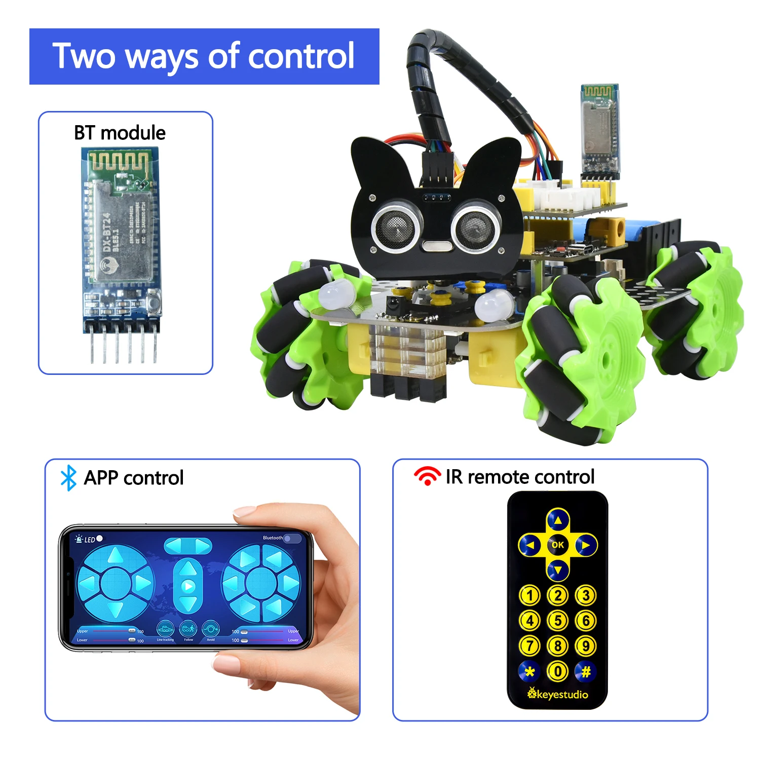 Keyestudio Mecanum 4WD Robot Car for Arduino Robot Car Kit Smart DIY Project for Adults STEM Programming Set Easy Assembly