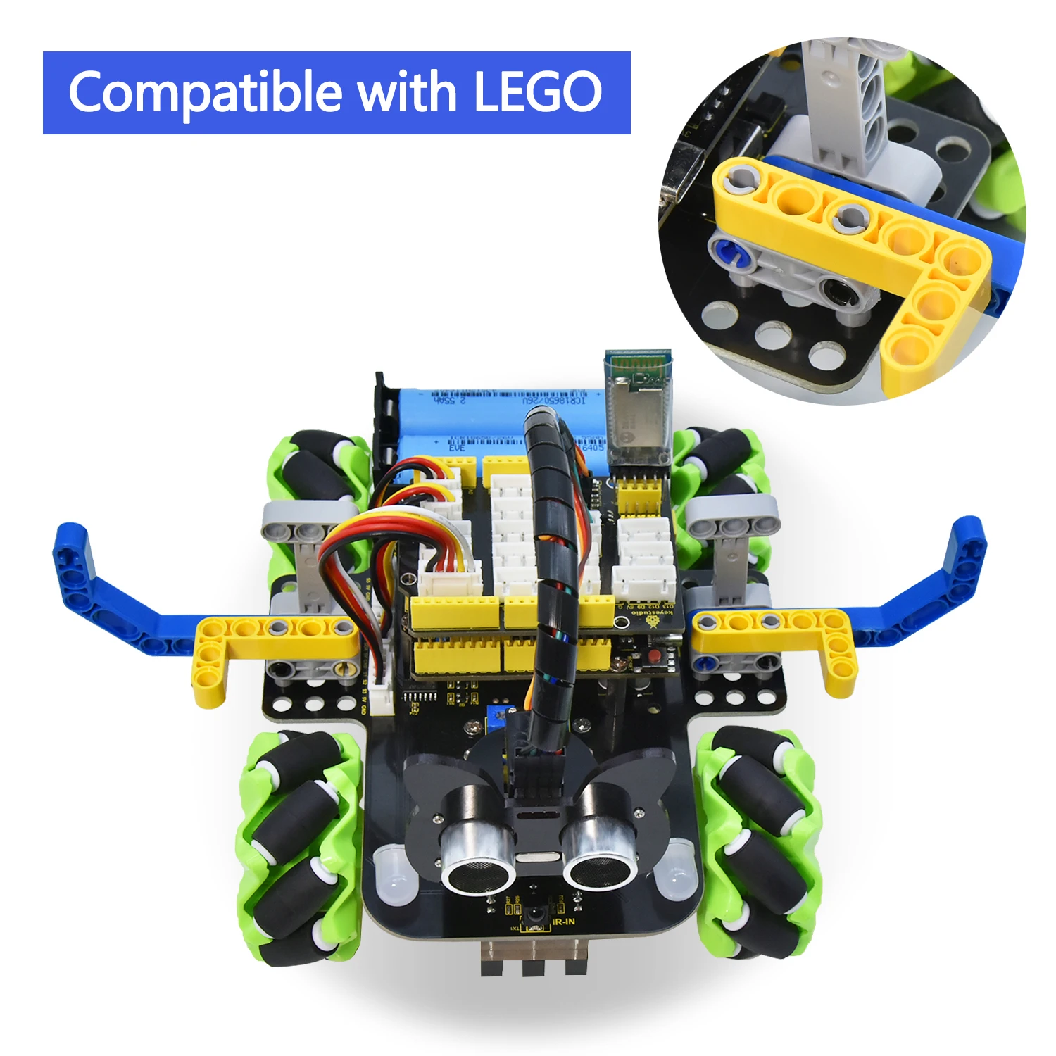 Keyestudio Mecanum 4WD Robot Car for Arduino Robot Car Kit Smart DIY Project for Adults STEM Programming Set Easy Assembly