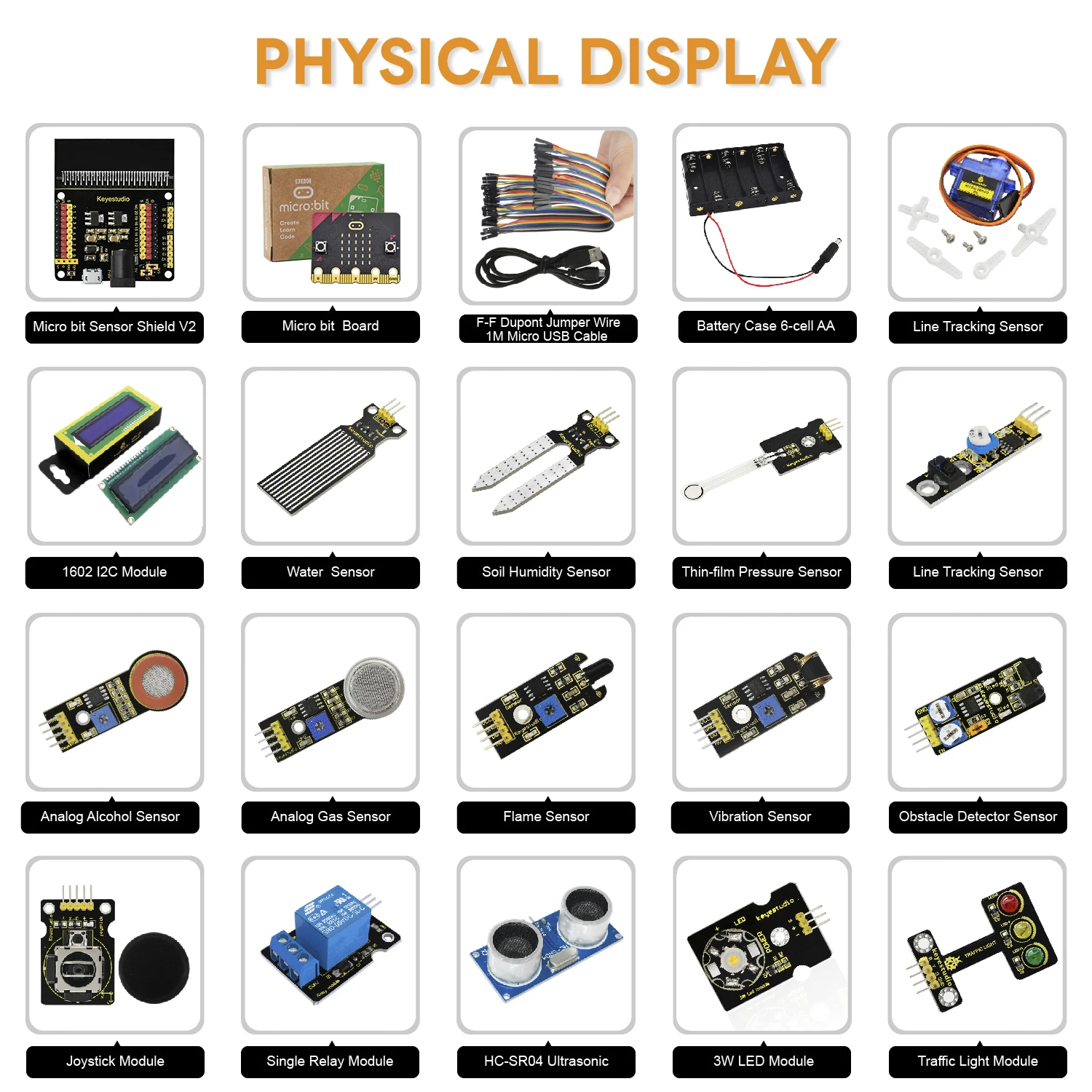 Keyestudio 37 in 1 Sensor Starter Kit With Micro:Bit V2.0 for BBC MicroBit Makecode DIY 38 Projects (Including Micro:Bit V2 )