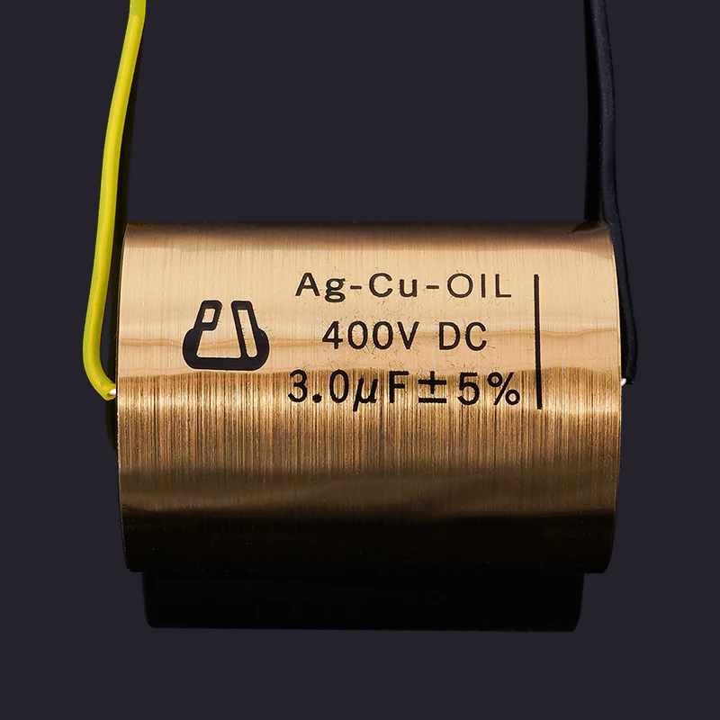 1pcs Copper foil Oil-Impregnated Silver Pin Polar Capacitor HIFI Audio DIY Grinding Mill Frequency Division Coupling MKP