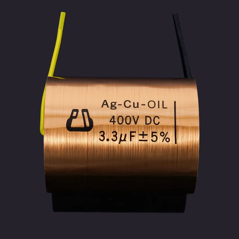 1pcs Copper foil Oil-Impregnated Silver Pin Polar Capacitor HIFI Audio DIY Grinding Mill Frequency Division Coupling MKP
