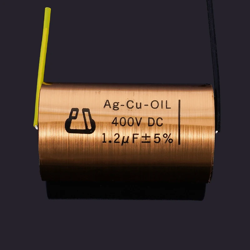 1pcs Copper foil Oil-Impregnated Silver Pin Polar Capacitor HIFI Audio DIY Grinding Mill Frequency Division Coupling MKP