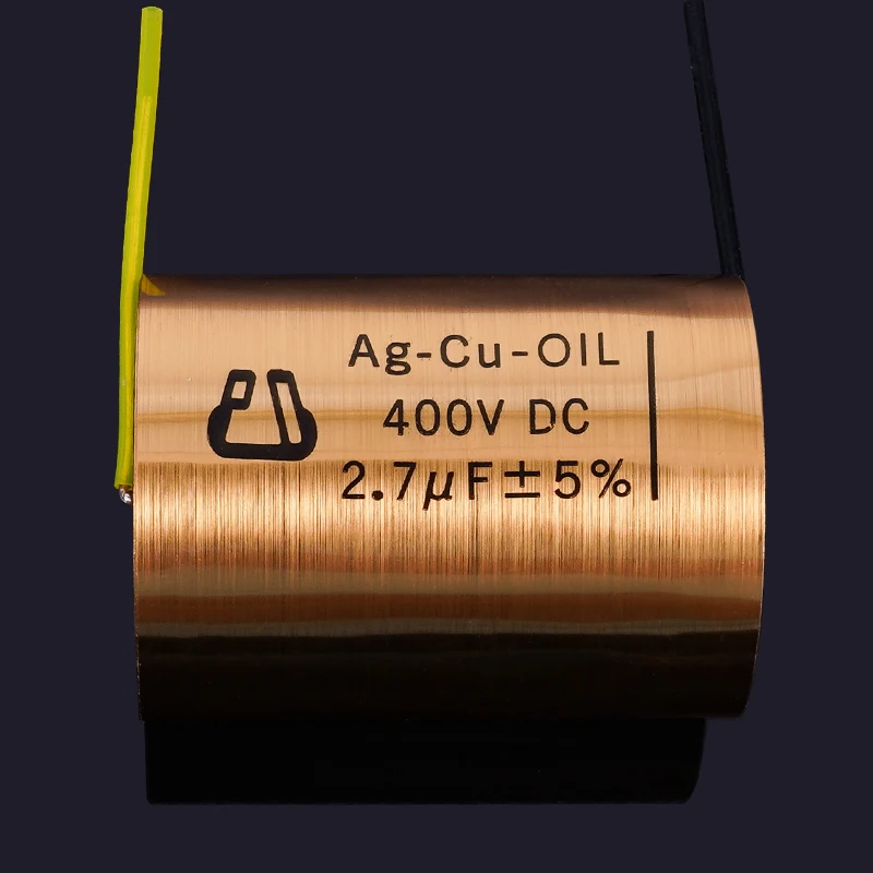 1pcs Copper foil Oil-Impregnated Silver Pin Polar Capacitor HIFI Audio DIY Grinding Mill Frequency Division Coupling MKP