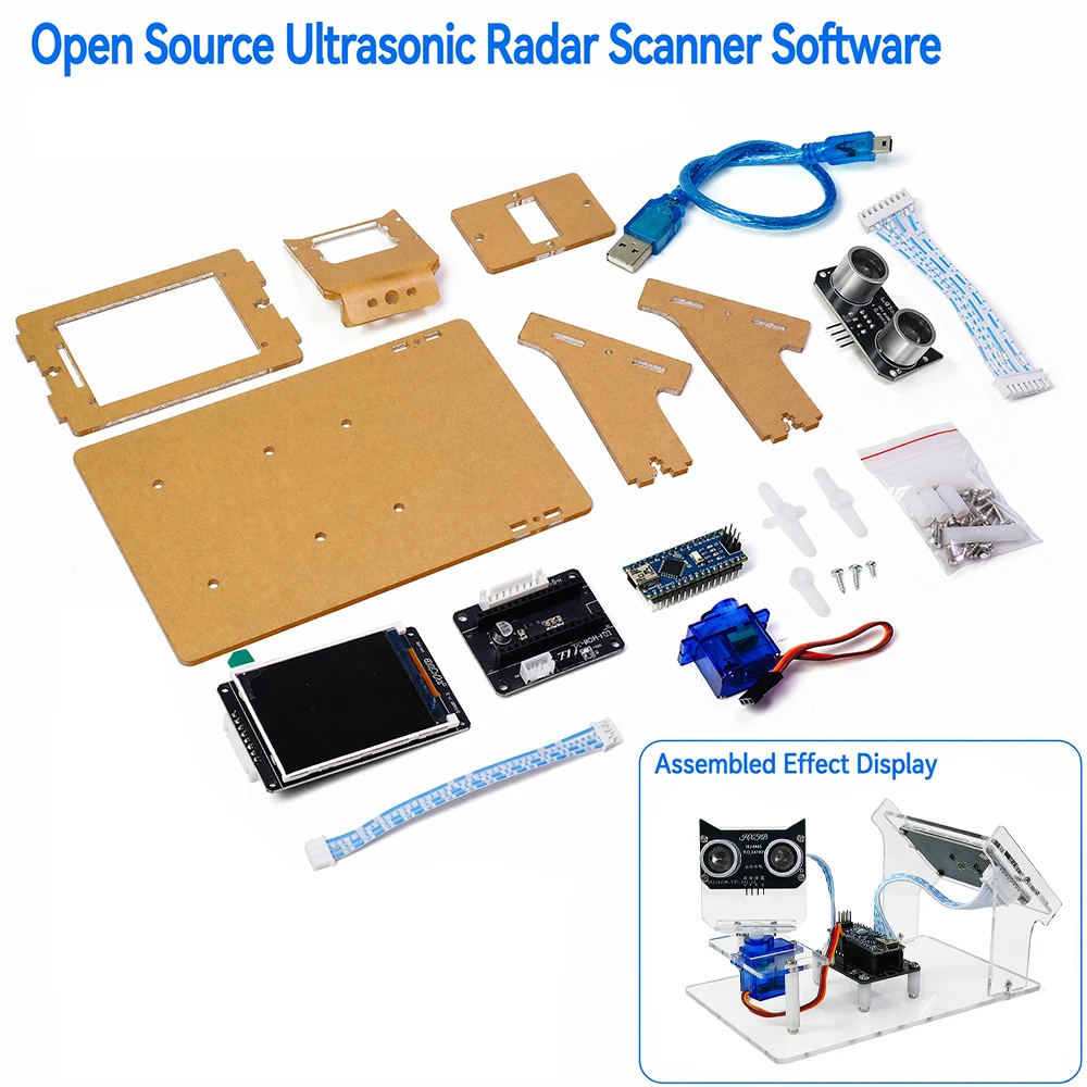 Ultrasonic Radar Scanner Kit DIY Open Source with LCD Display Windows PC Real-Time Screen for Maker STEM Programming Learning