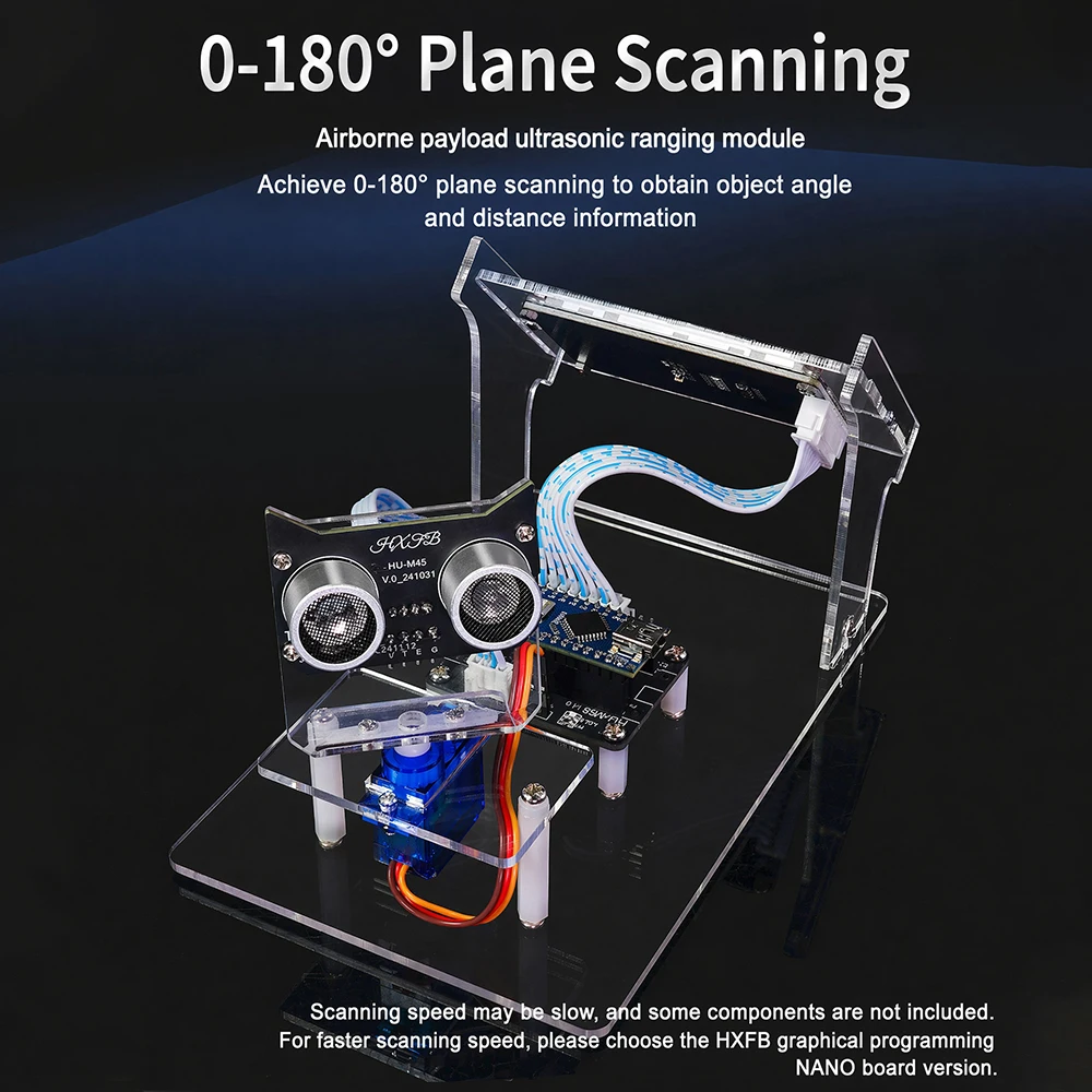 Ultrasonic Radar Scanner Kit DIY Open Source with LCD Display Windows PC Real-Time Screen for Maker STEM Programming Learning