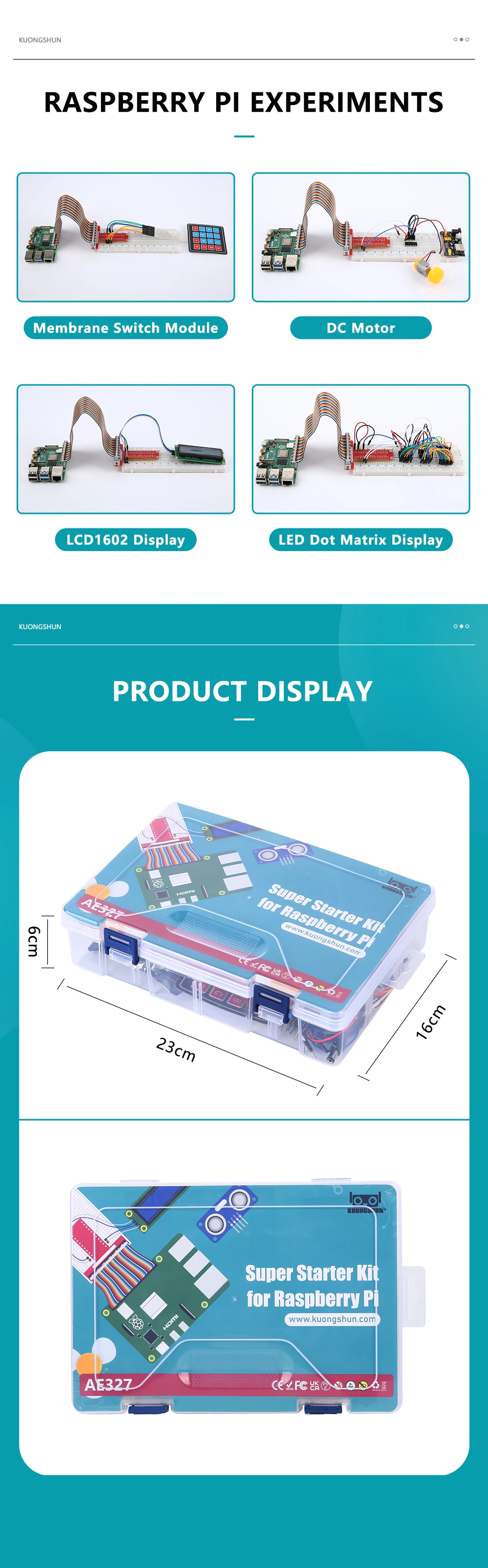 KUONGSHUN Raspberry Pi Super Starter Kit for Raspberry Pi Model 5 4 3B+ 3B 3A+ 2B 1B+ 1A+ Zero W+ Diy Kit