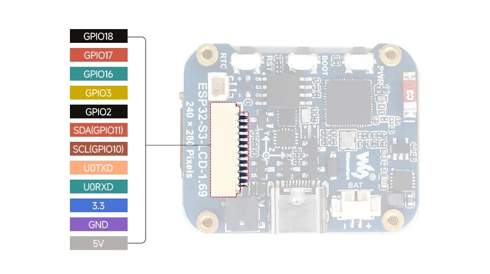 Waveshare ESP32-S3 1.69 inch IPS Touch LCD Display Development Board 240×280 ST7789V2 SPI Display Module for Arduino IDE/ESP-IDF