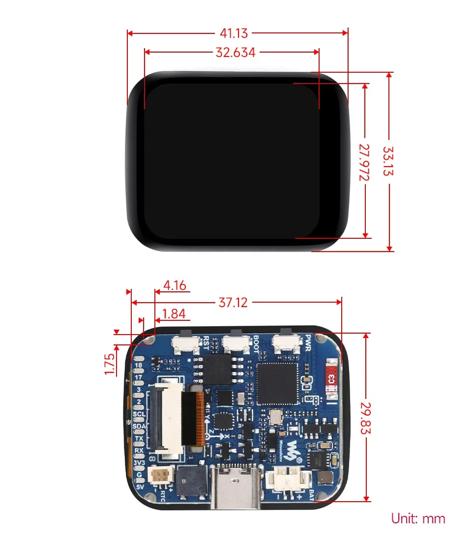 Waveshare ESP32-S3 1.69 inch IPS Touch LCD Display Development Board 240×280 ST7789V2 SPI Display Module for Arduino IDE/ESP-IDF