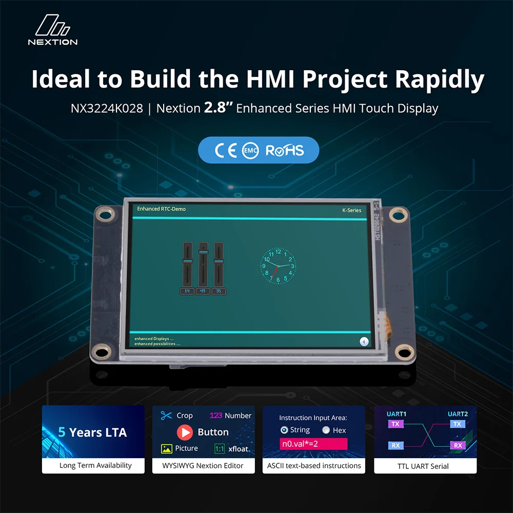 Nextion Enhanced Series HMI RTP LCD Resistive Display 2.4'' 2.8'' 3.2'' 3.5'' Size 1024 Bytes EEPROM/Larger RAM Touch Module