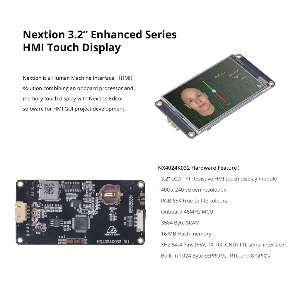 Nextion Enhanced Series HMI RTP LCD Resistive Display 2.4'' 2.8'' 3.2'' 3.5'' Size 1024 Bytes EEPROM/Larger RAM Touch Module