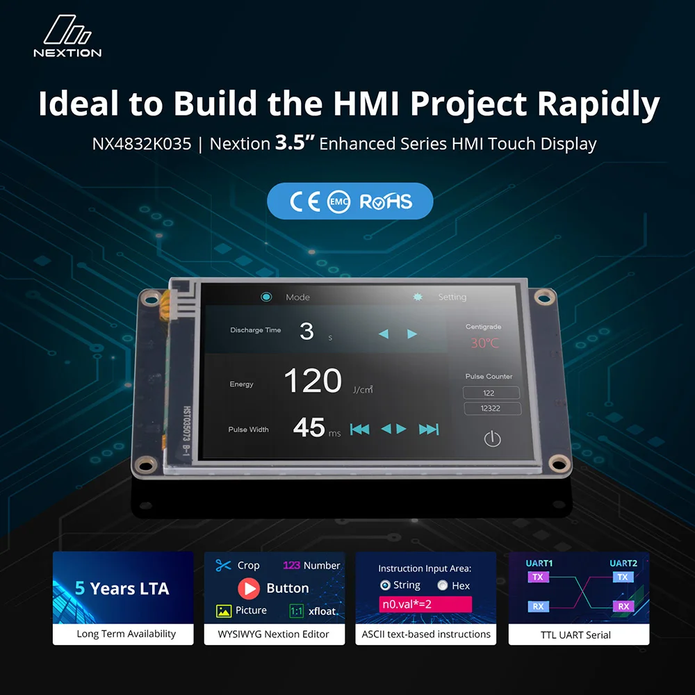 Nextion Enhanced Series HMI RTP LCD Resistive Display 2.4'' 2.8'' 3.2'' 3.5'' Size 1024 Bytes EEPROM/Larger RAM Touch Module