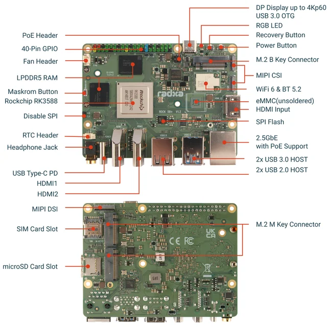 BoMaSRadxa Rock 5b+ Rock 5b Plus Rk3588 8-core Cpu, Gpu & Npu Support, 8k , Lpddr5 Ram And Wifi 6 Single Board Computer