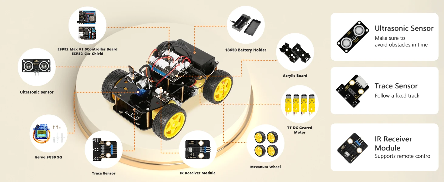 ACEBOTT Robotics Kit Smart Robot Car Kit Compatible with Arduino & Scratch STEM Toys Coding Robot Kit with App Control STEM Gift