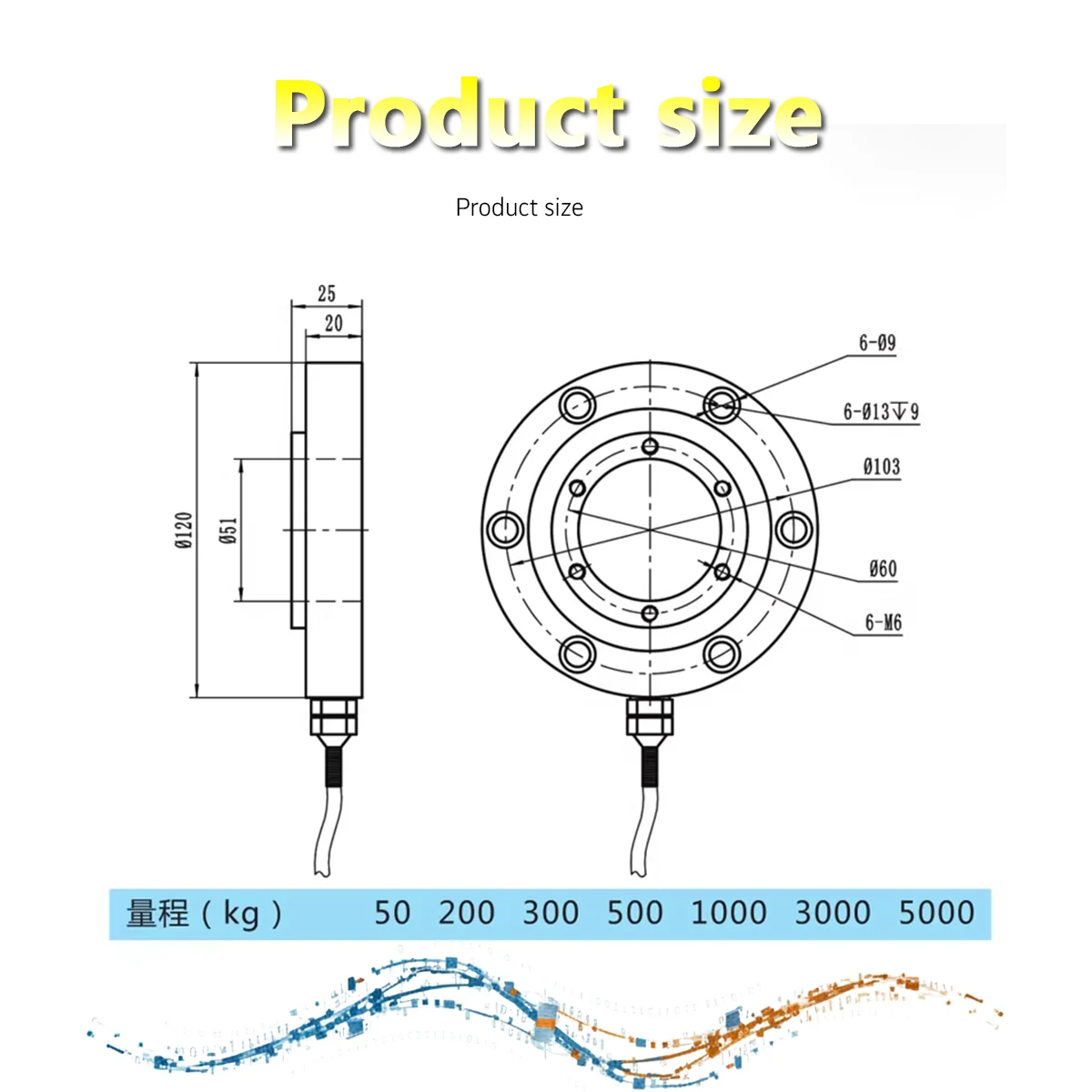 Annular Compression Load Cell Low Profile Pancake Sensor for Material Testing Machine & Assembly Lines 4.Compatible with