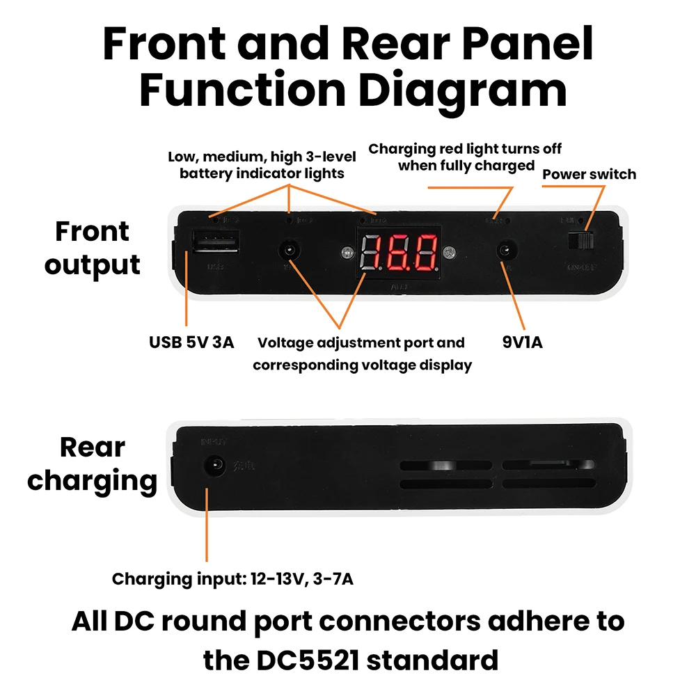 DC UPS 12x18650 Battery Power Supply Box DIY Power Bank Kit 5V 9V 12V Output Optical Modem Router Uninterruptible Power Supply