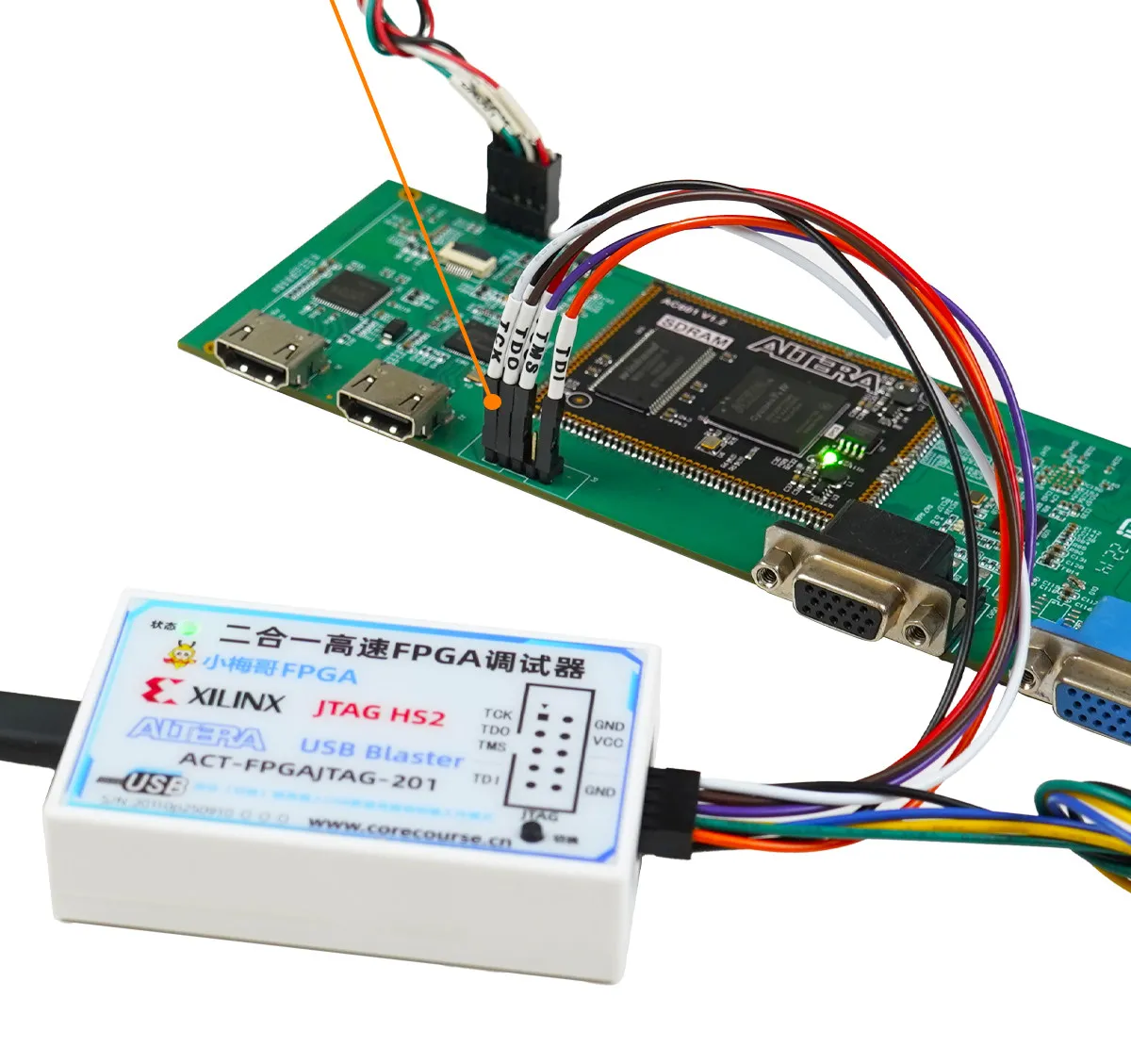 Altera+Xilinx FPGA 2-in-1 Downloader USB Blaster HS2 Simulator Debugger JTAG