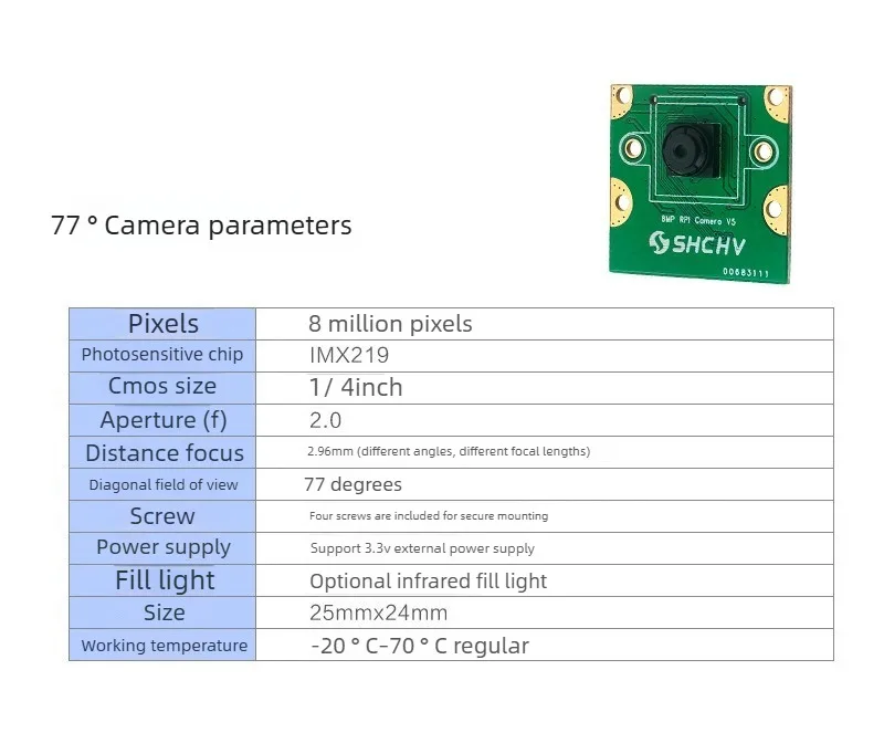Raspberry Pi 5 8MP Camera Module MIPI CSI Interface IMX219 Sensor Board