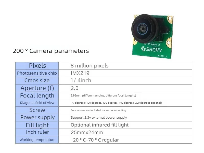 Raspberry Pi 5 8MP Camera Module MIPI CSI Interface IMX219 Sensor Board