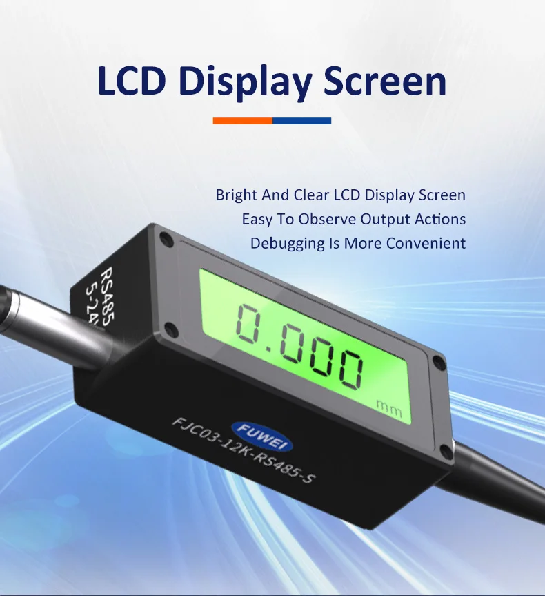 FUWEI FJC03 RS485 High-Resolution Grating Micrometer for Industrial Applications 1μm High-Precision Contact Displacement Sensor