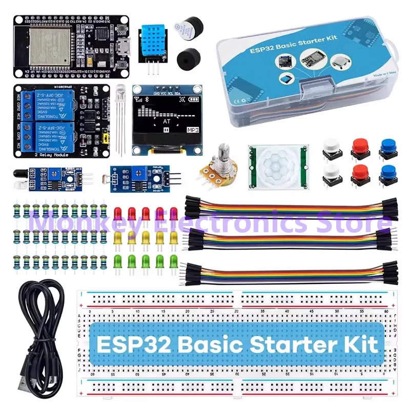 Electronic DIY Kit ESP32 ESP-32S WIFI Module Starter Kit for ESP32 WIFI Development Board ESP32 Module Kit Relay Display Sensor