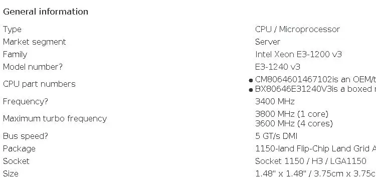 Xeon E3-1240 v3 E3 1240v3 E3 1240 v3 3.4 GHz Quad-Core Eight-Thread CPU Processor 8M 80W LGA 1150