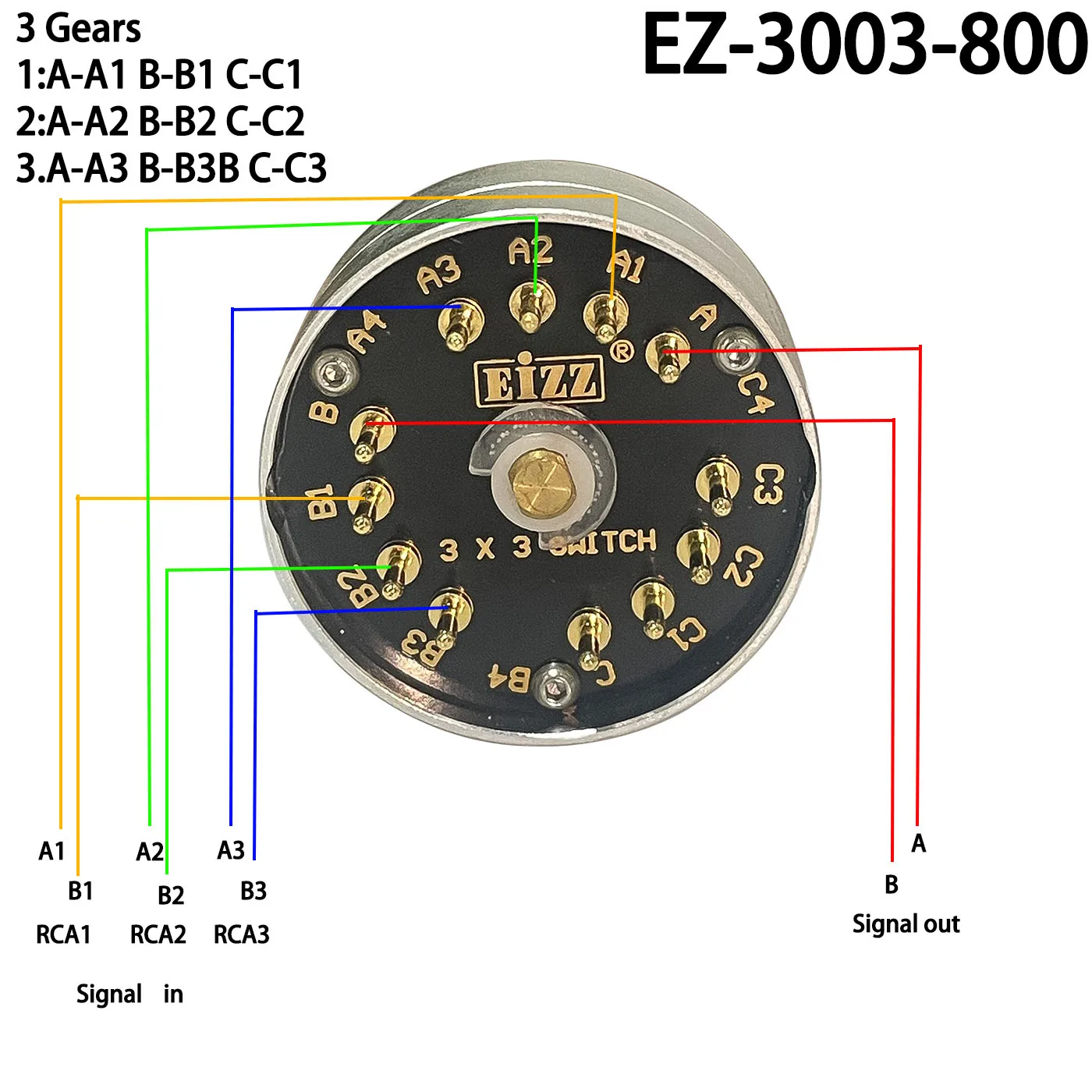 Rotary Switch Signal Source Selector EIZZ 3 Ways 4 Ways 3 Positions Rotary Adjust Switch HIFI Audio Amplifier DIY