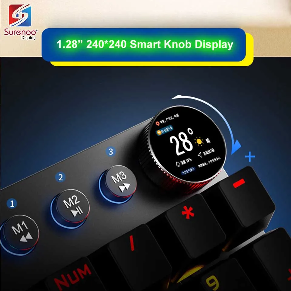 1.28 Inch 240*240 Round Circular Rotary Knob IPS Serial UART UI LCD Module Panel Display Screen Switch Key for 2nd Development
