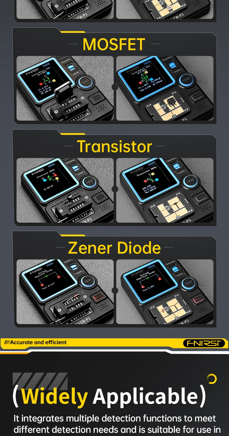 FNIRSI LCR-P1 Transistor Tester Diode Triode Capacitance Resistance Meter LCR ESR Meter NPN PNP MOSFET IR Multifunction Tester
