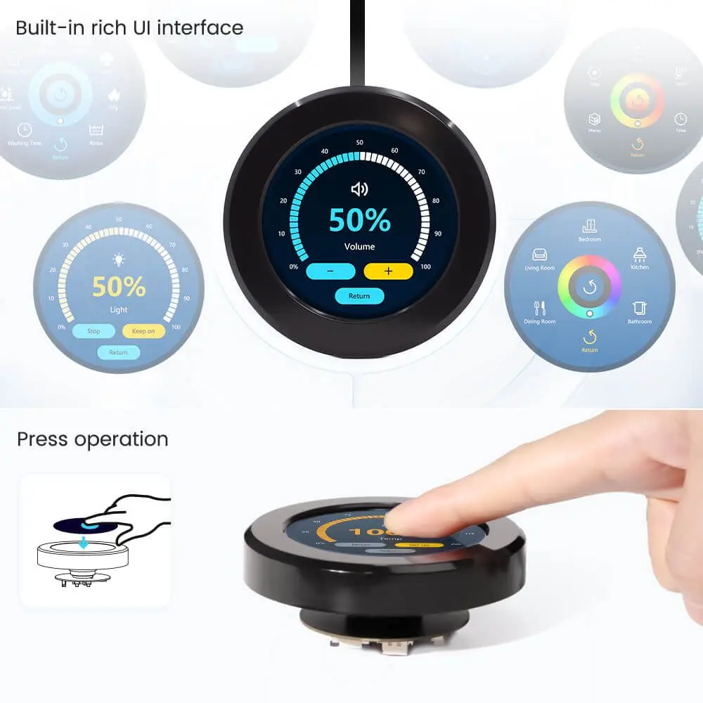 CrowPanel 2.1-inch ESP32 HMI Rotary Display 480*480 IPS Round Touch Knob Screen with UART I2C FPC Interface 2.4G WiFi Support