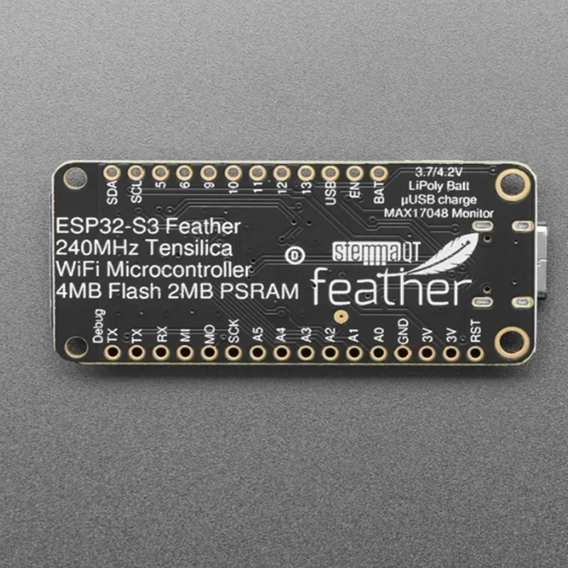 1PCS ESP32-S3 Feather Development Board Compatible with STEMMA QT & Qwiic I2C Expansion Interface