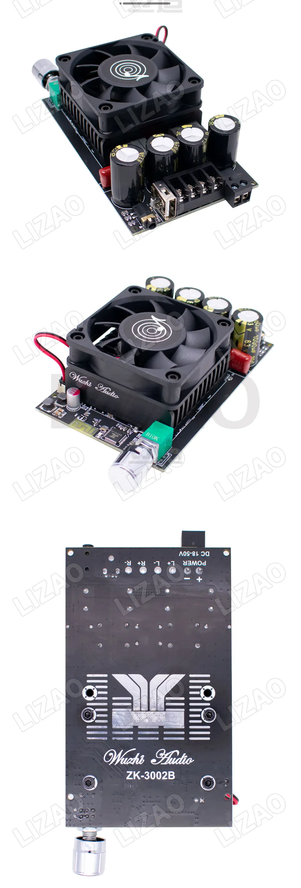 ZK-3002 TPA3255 Bluetooth 5.3 Digital Amplifier Board 300W×2 Dual Channel Audio Power Amp Module