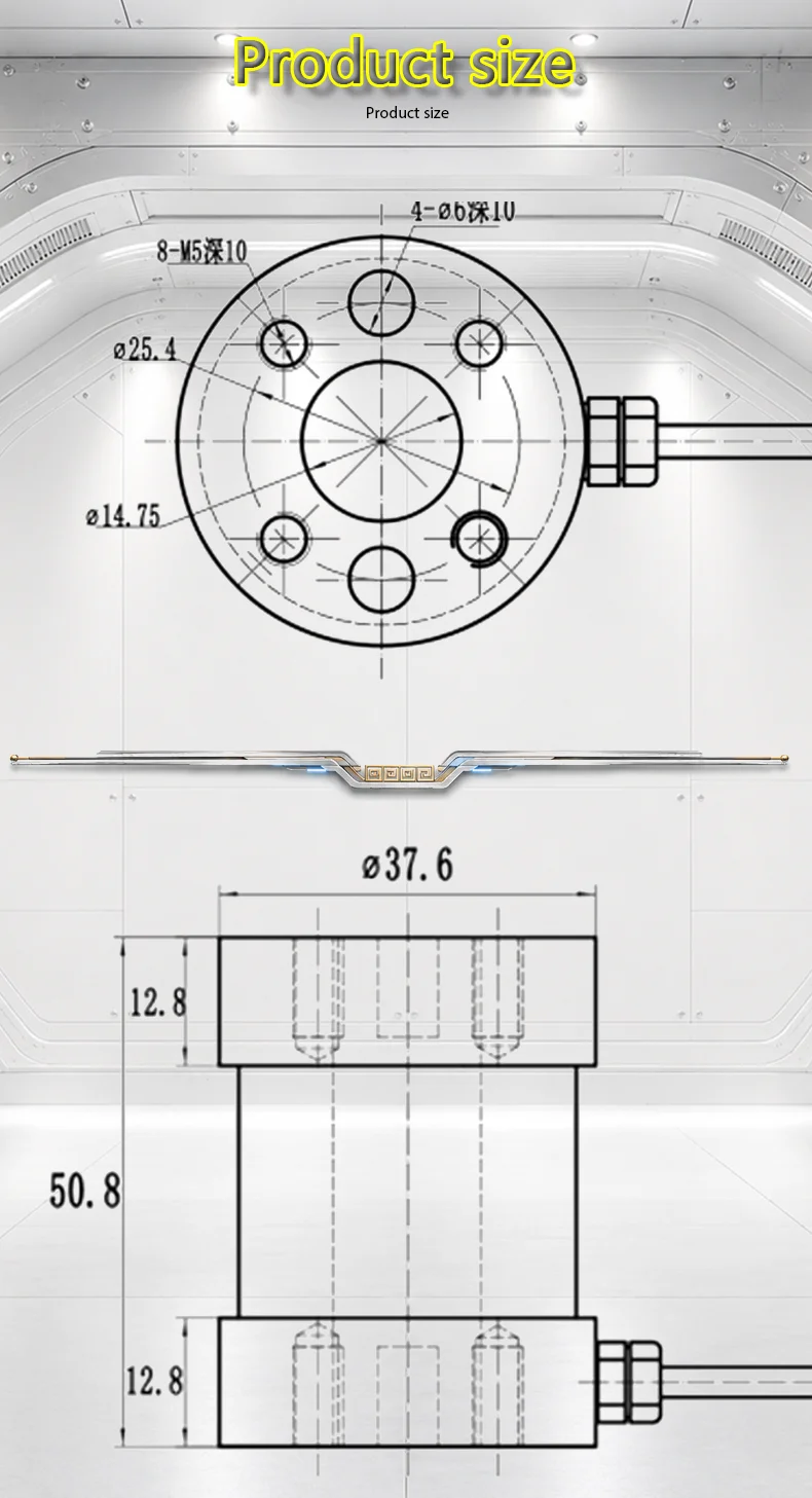 2.0mV/V Static Torque Sensor 0-50/100/150N.m Aluminum/Alloy Steel Torque Gauge for Industrial Torque Monitoring