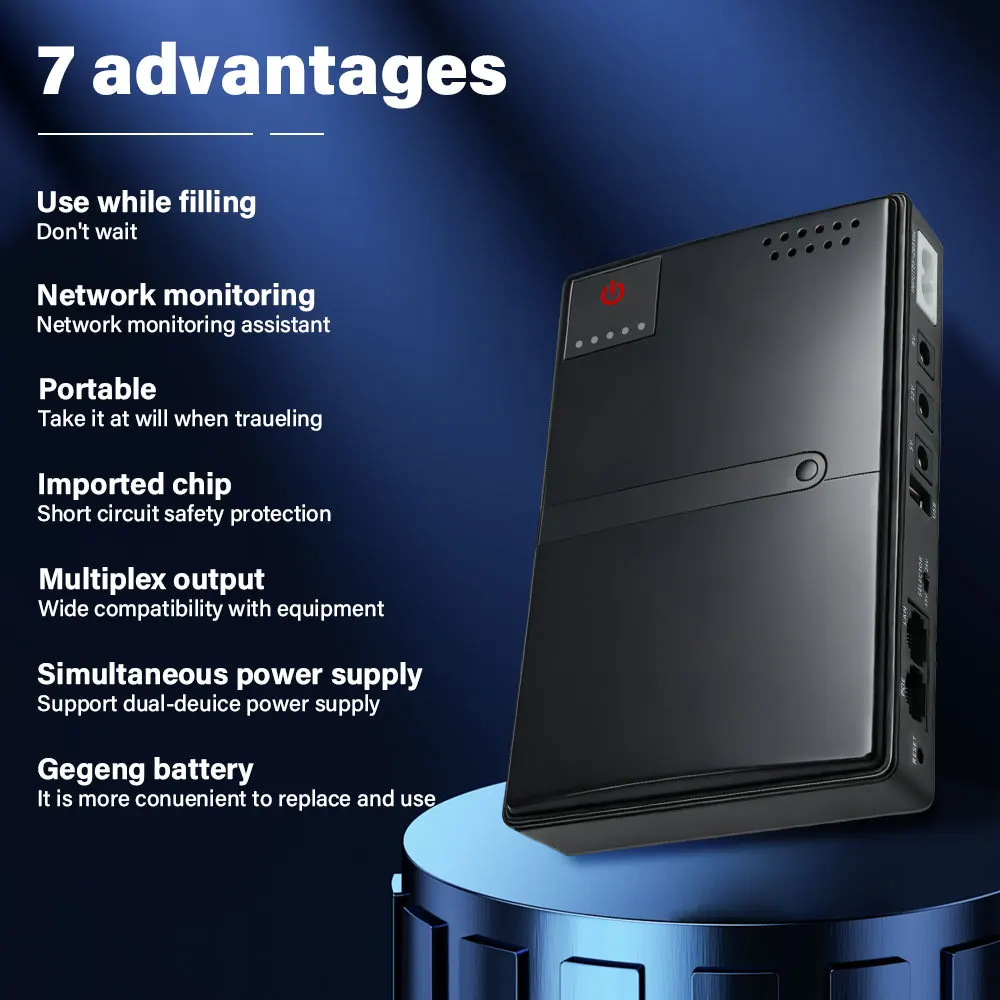 Emergency UPS 5V-24V Adjustable DC Output 0.6A-2A Charger Without 18650 Batteries Desgin for Router CCTV EU Plug AC85-265V Input