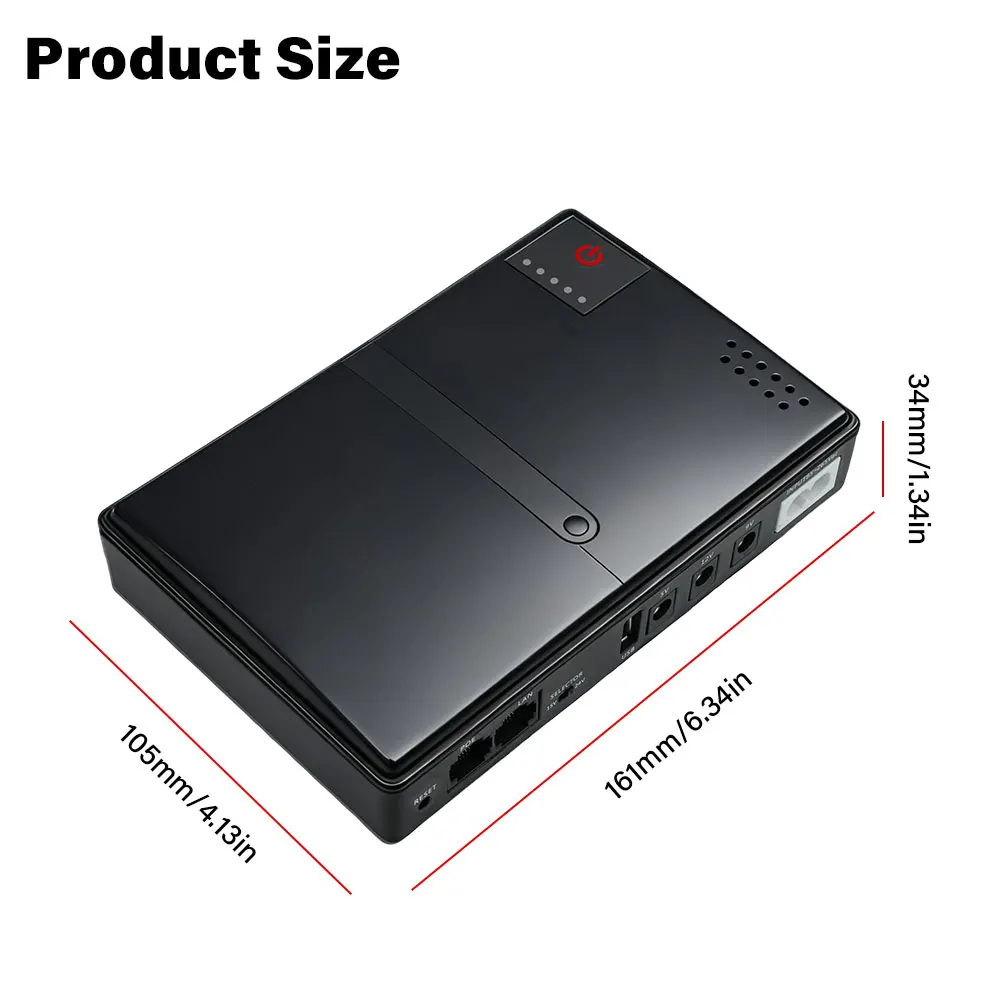 Emergency UPS 5V-24V Adjustable DC Output 0.6A-2A Charger Without 18650 Batteries Desgin for Router CCTV EU Plug AC85-265V Input
