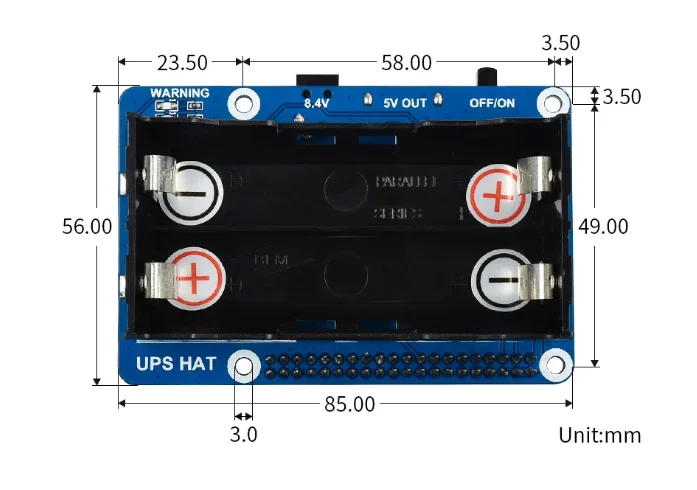 Raspberry Pi 4B/3B+ UPS Battery Pack -5V Lithium Power Supply Module with Rechargeable Battery Cycle Charging